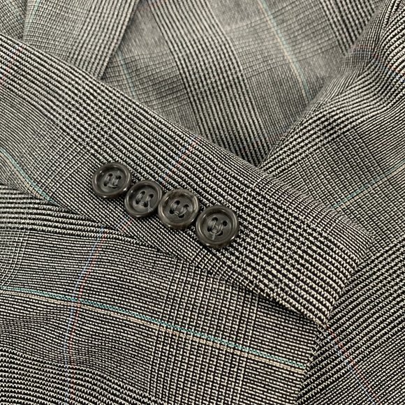 Vintage Mens Towncraft Suit Wool Blazer Cream Black 2 Button Size 42L W36 Jacket - Picture 13 of 16